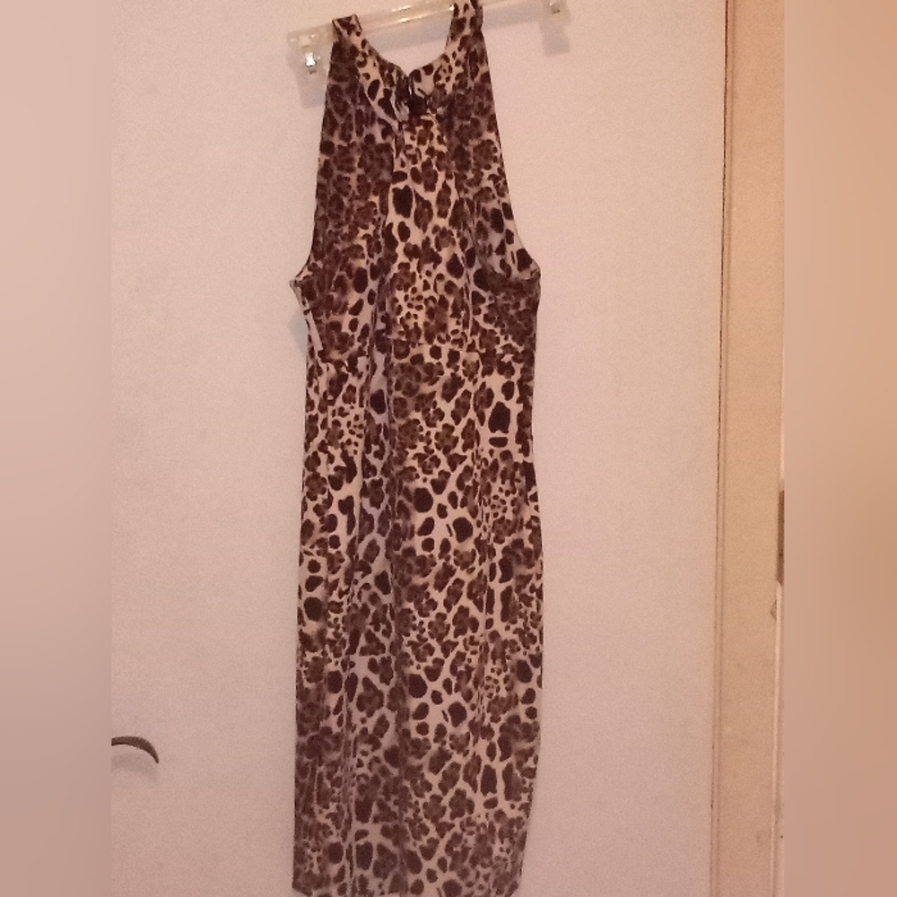 Ellen B Schwartz Thick Slimming Leopard Print Sleeveless Dress M